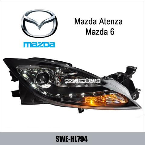 Mazda Atenza/Mazda6 Angel Eye LED Head Lamp DRL Headlights Dayline BLACK Head Lights SWE-HL794
