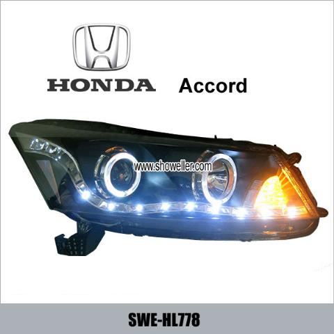 HONDA ACCORD Angel Eye LED Head Lamp DRL Headlights Dayline BLACK Head Lights SWE-HL778