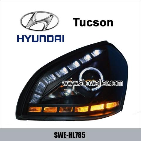 Hyundai Tucson Angel Eye LED Head Lamp DRL Headlights Dayline BLACK Head Lights SWE-HL785