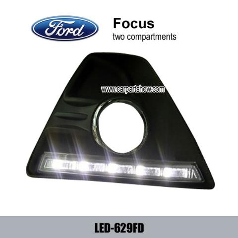 Ford Focus two compartments DRL LED Daytime Running Lights Car headlight parts Fog lamp cover LED-629FD
