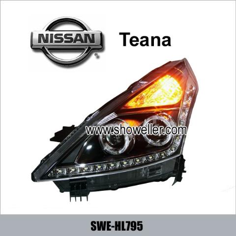 Nissan Teana Angel Eye LED Head Lamp DRL Headlights Dayline BLACK Head Lights SWE-HL795